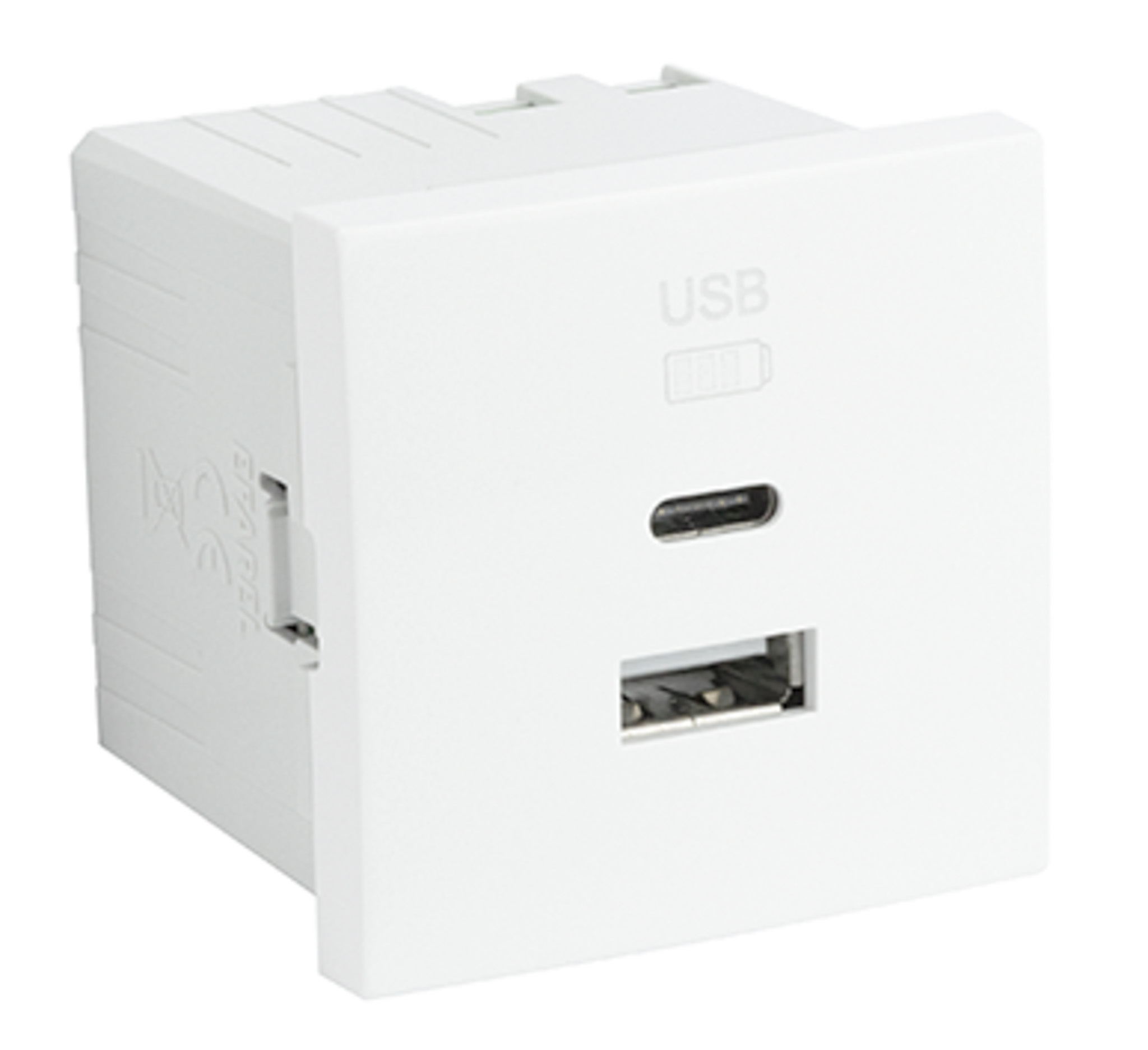 Carregador Duplo USB Tipo A + Tipo C - 2 Módulos